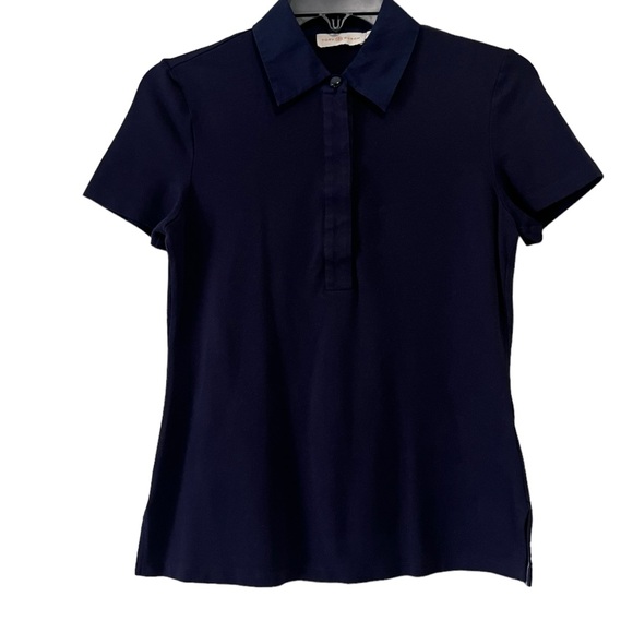 Tory Burch Navy Blue Knit Short Sleeve Polo Shirt Size XS - Picture 2 of 11